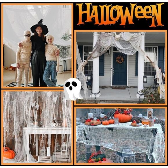 315 x 84.6 Inch Halloween Creepy Cloth - White Halloween Scary Spooky Cloth - Picture 7 of 8